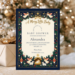 Navy Angels Merry Little Baby Shower Invitation