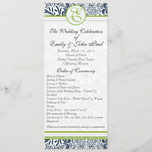 Navy Apple Green Grey Love Birds Wedding Programs Programme