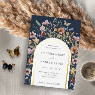 Navy Arch Wedding Invitation Foil Invitation