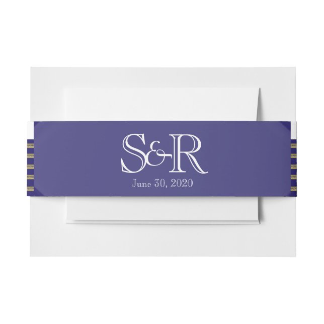 Navy Art Deco Posh Wedding Belly Band Invitation Belly Band (Front Example)