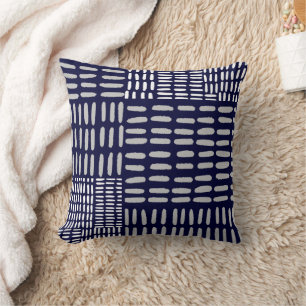 Navy Artistic Abstract Broken Line Pattern Cushion