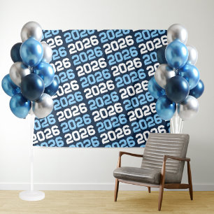 Navy & Baby Blue Class of ANY Year Graduation Tapestry