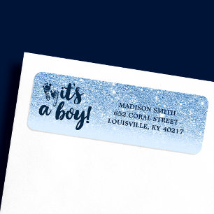 Navy Baby Blue Glitter Ombre It's A Boy
