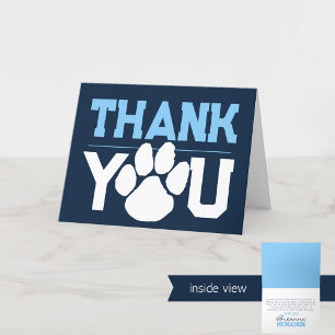 Navy & Baby Blue Paw Graduation Folding Thank You Card