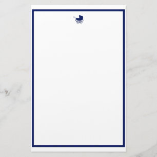 Navy Baby Carriage Stationery