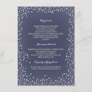 Navy Baby's Breath Wedding Details Enclosure Card