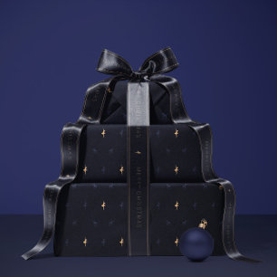 Navy ballerina and reindeer wrapping paper