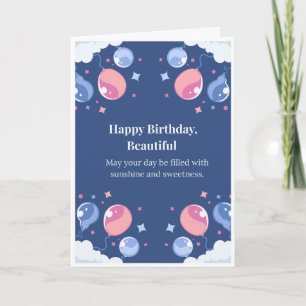 Navy Balloon Happy Birthday Card