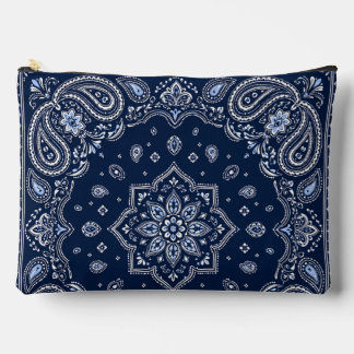 Navy Bandanna Paisley Large Zipper Pouch