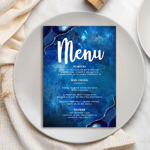 Navy Bar Mitzvah Galaxy Watercolor Agate Script Menu