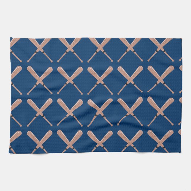 Navy Baseball Bat Tea Towel (Horizontal)