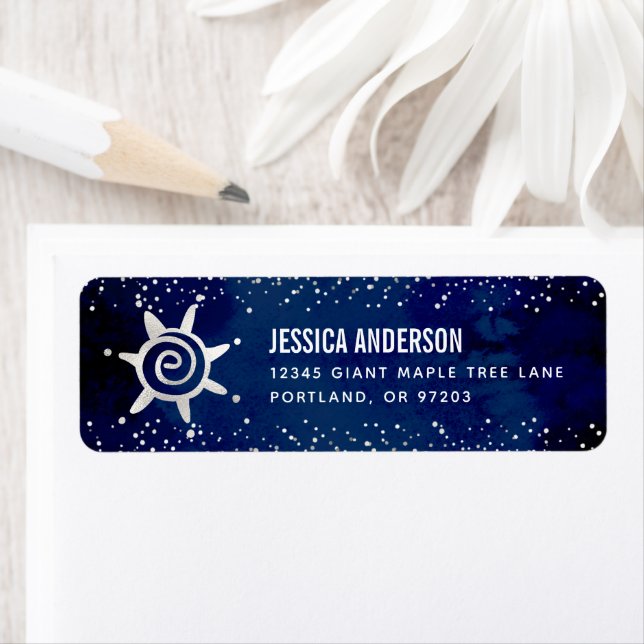Navy Bat Mitzvah Silver Glitter Modern Address (Insitu)