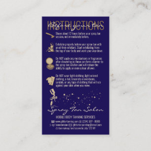 Navy Before After Care Instruction Spray Tan Business Card
