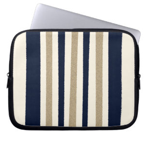 Navy / Beige / White Paper Stripes Laptop Sleeve