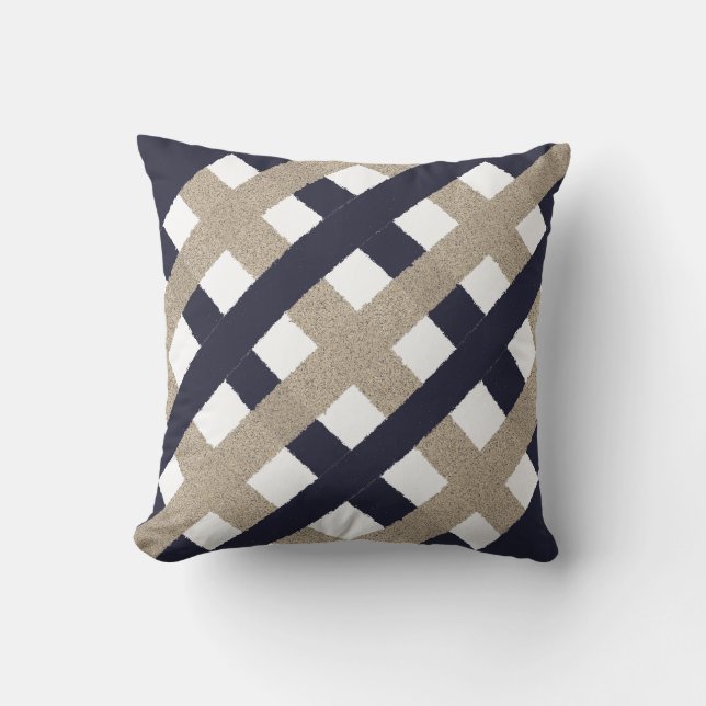 Navy / Beige / White Stripes Cushion (Front)