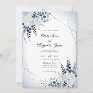 Navy Berry Geometric Wedding Invitation