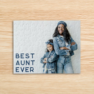 Navy Best Aunt Ever Photo Jigsaw Puzzle
