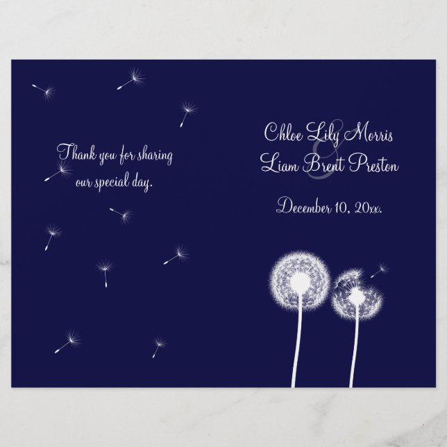 Navy Best Wishes Wedding Program (Front)