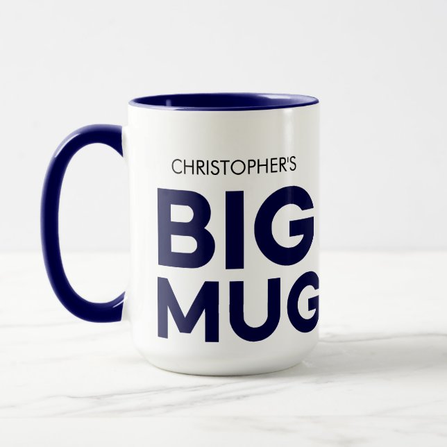 Navy Big Mug | Huge Mug | Custom Name Mug (Left)