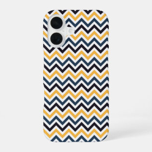 Navy Black and Gold Chevron Zigzag Graphic Art iPhone 16 Case