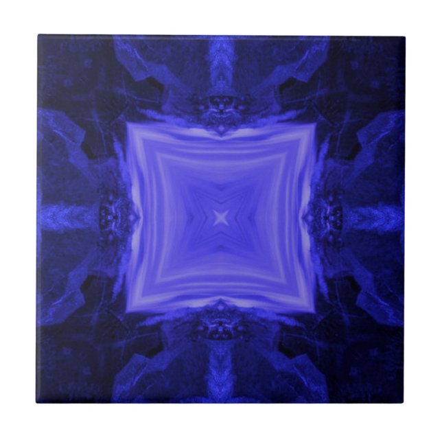 Navy Black Blue Geometric art electric Tile (Front)