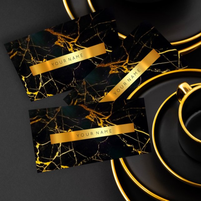 Navy Black Grungy Gold Marble Vip Business Card (Navy Black Grungy Gold Marble Vip Business Card)