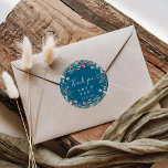 Navy Bliss Boho Wildflower Thank You Wedding Favou Classic Round Sticker<br><div class="desc">This navy bliss boho wildflower thank you wedding favour classic round sticker is perfect for a rustic wedding. The design features pink, purple, blush, yellow, dusty blue, red, burgundy meadow wild flowers assembled in a seamless and delightful floral pattern, evoking natural beauty. Make the sticker labels your own by including...</div>