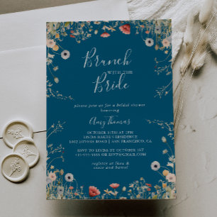 Navy Bliss Wildflower Brunch with the Bride Shower Invitation