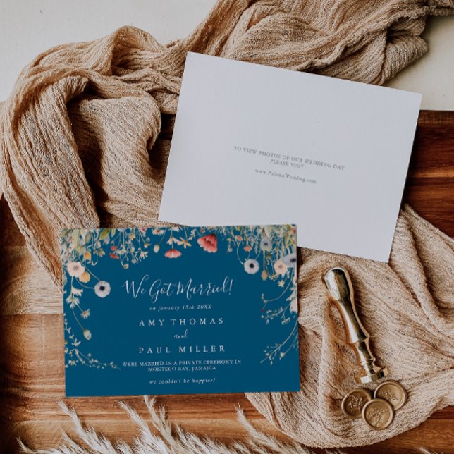 Navy Blissful Boho Wildflower Elopement Announcement (Creator Uploaded)