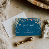 Navy Blissful Boho Wildflower Horizontal Wedding