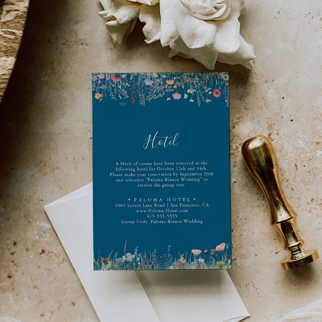 Navy Blissful Boho Wildflower Hotel Enclosure Card (Creator Uploaded)