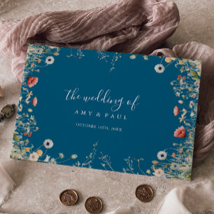 Navy Blissful Boho Wildflower Wedding Guest Book