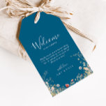 Navy Blissful Boho Wildflower Wedding Welcome Gift Tags<br><div class="desc">These navy blissful boho wildflower wedding welcome gift tags are perfect for a rustic wedding. The design features pink, purple, blush, yellow, dusty blue, red, burgundy meadow wild flowers assembled in a seamless and delightful floral pattern, evoking natural beauty. These tags are perfect for hotel guest welcome bags and destination...</div>