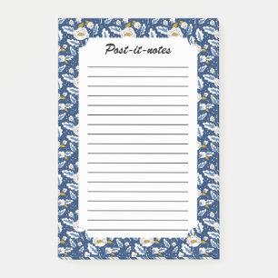 Navy Blooming Floral Buds Garden Post-it Notes