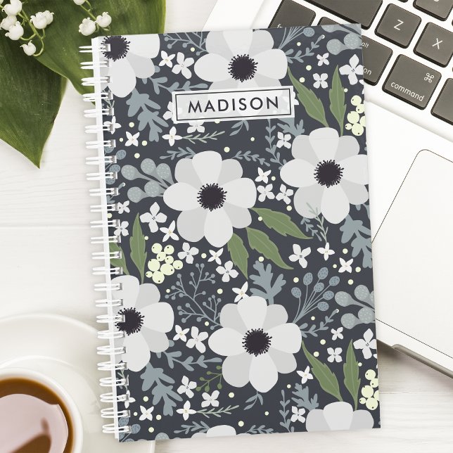 Navy Blooms Floral Personalised  Planner (Creator Uploaded)