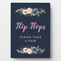 navy blossom pink flip flops wedding favours sign