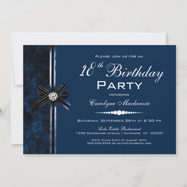 Navy Blue 18th Birthday Party Invitation (Front)