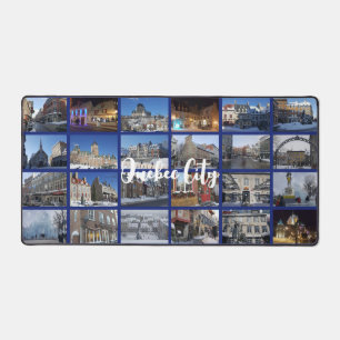 Navy Blue 24 Photo Collage Grid Travel Custom Desk Mat