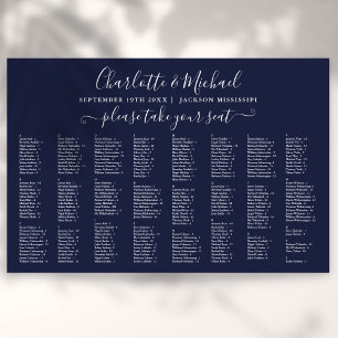 Navy Blue 300 Names Wedding Seating Chart