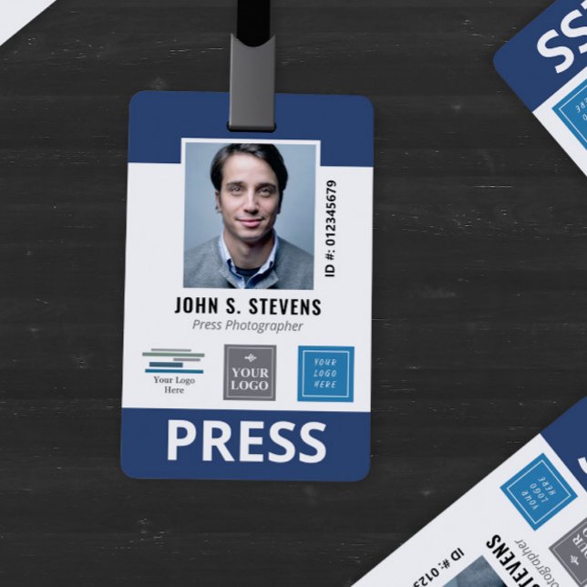 Navy Blue 3 Logos Press ID Badge (Creator Uploaded)