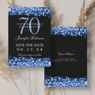 Navy Blue 70th Birthday Save the Date Invitation