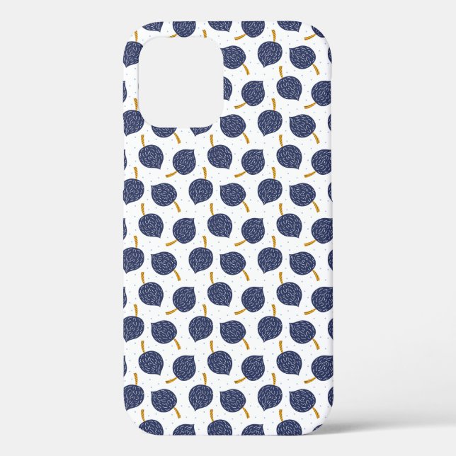Navy Blue Abstract Flying Bomb Fruit Pattern Case-Mate iPhone Case (Back)