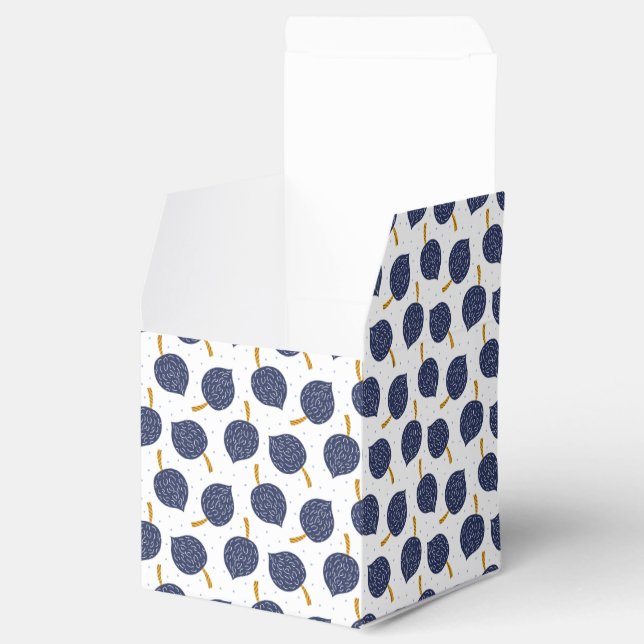 Navy Blue Abstract Flying Bomb Fruit Pattern Favour Box (Opened)
