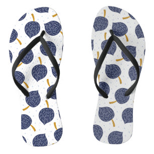 Navy Blue Abstract Flying Bomb Fruit Pattern Jandals