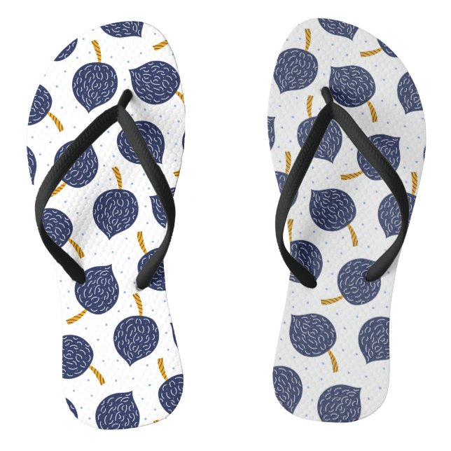 Navy Blue Abstract Flying Bomb Fruit Pattern Jandals (Footbed)