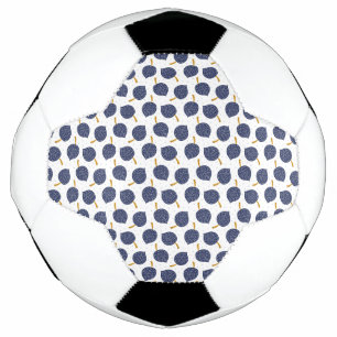 Navy Blue Abstract Flying Bomb Fruit Pattern Soccer Ball