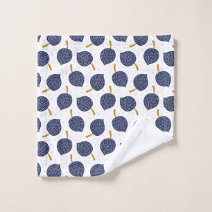 Navy Blue Abstract Flying Bomb Fruit Pattern Wash Cloth
