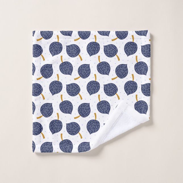 Navy Blue Abstract Flying Bomb Fruit Pattern Wash Cloth (Wash Cloth)