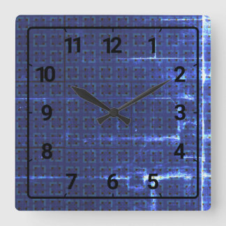 Navy blue abstract geometric pattern square wall clock