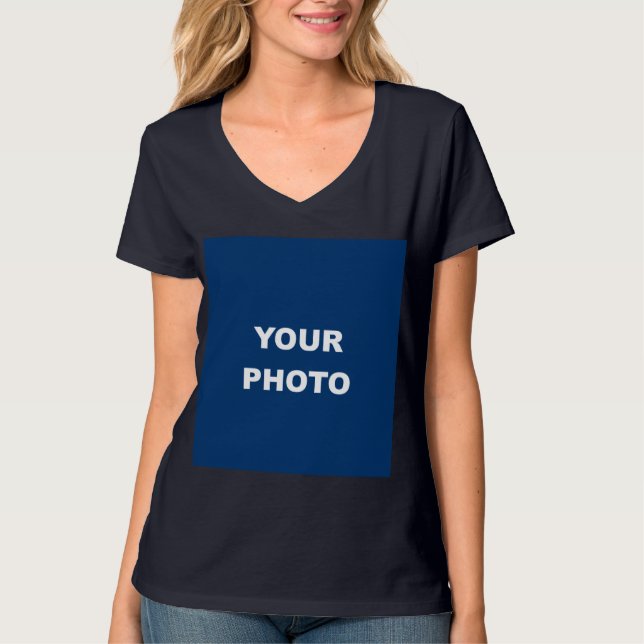 Navy Blue Add Your Image Photo Picture Logo T-Shirt (Front)